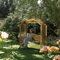 Dartmouth Sheltered Swing Seat - Natural Timber