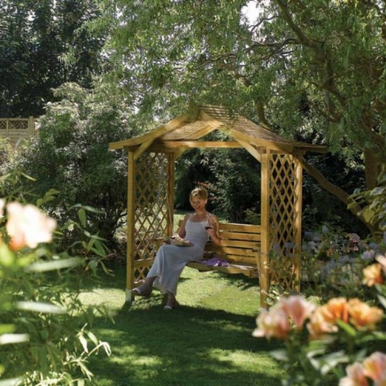 Dartmouth Sheltered Swing Seat - Natural Timber