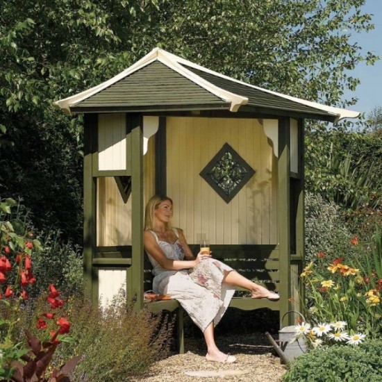 Haven Corner Arbour Outdoor Seating - Natural Timber