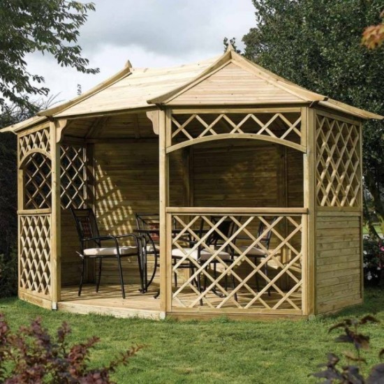 Sandringham Large 8 Sided Gazebo - Natural Timber