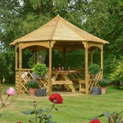 Buckingham Large 8 Sided Gazebo - Natural Timber