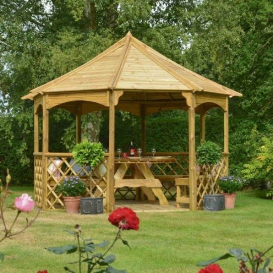 Buckingham Large 8 Sided Gazebo - Natural Timber