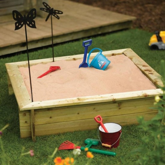Kids Sandpit with Lid - Natural Timber