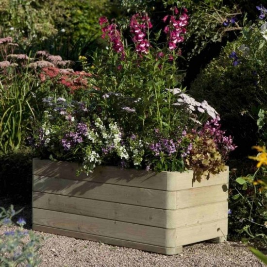 Marberry Rectangular Planter - Natural Timber