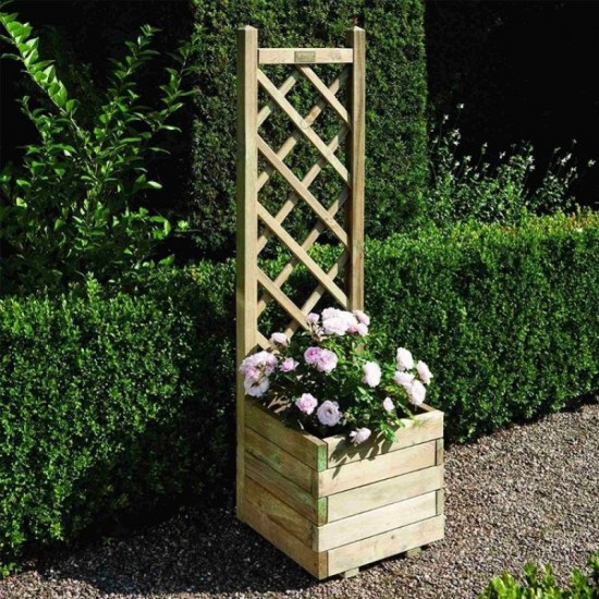 Square Planter & Lattice - Natural Timber