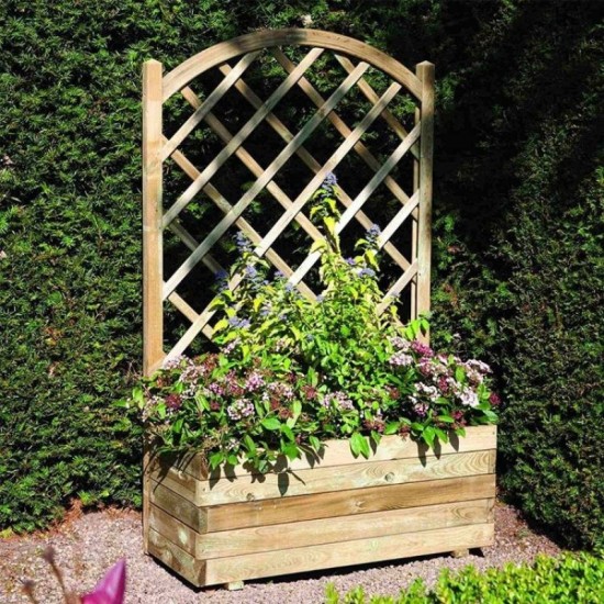 Rectangular Planter & Lattice - Natural Timber