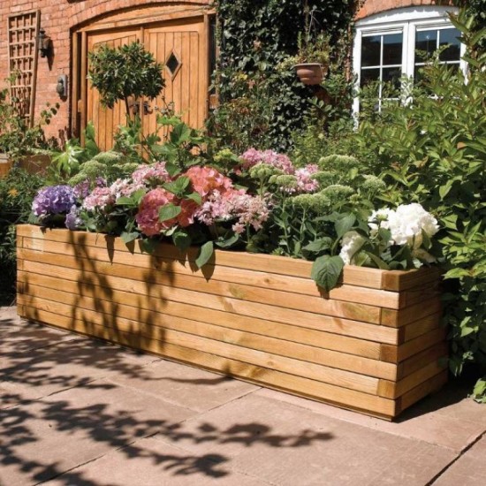 Large 1.8m Patio Planter - Natural Timber