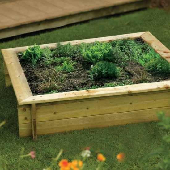 Raised 233L Bed/Sandpit - Natural Timber
