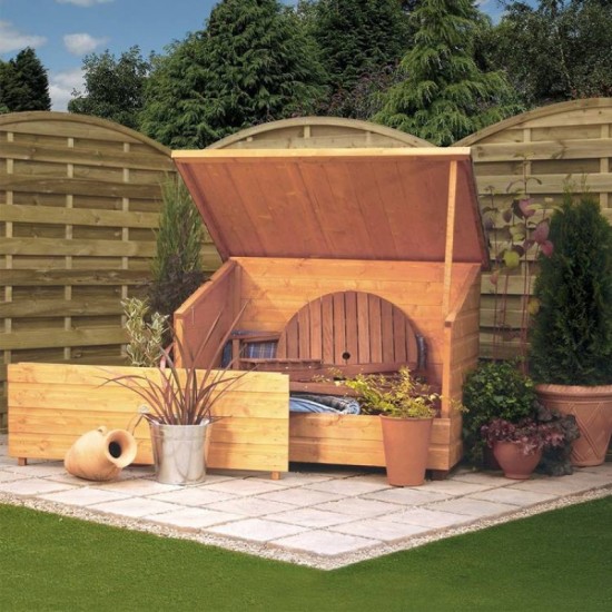 Garden Chest with Lifting Roof - Dipped Honey Brown