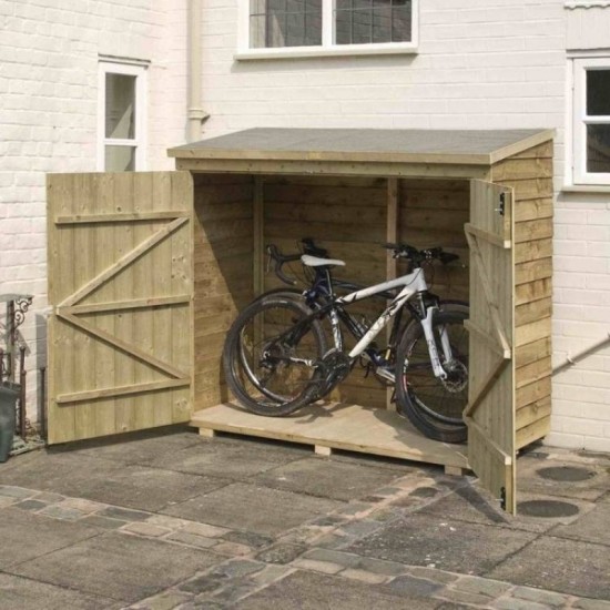 Overlap Wallstore for Bikes And Gardening Equipment - Natural Timber