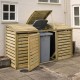Triple Outdoor Waste Bin Storage - Natural Timber