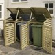 Triple Outdoor Waste Bin Storage - Natural Timber