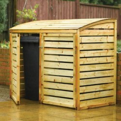 Double Outdoor Bin Storage - Natural Timber