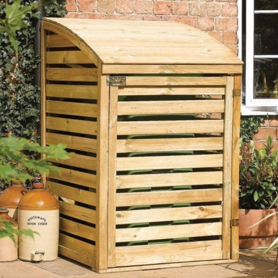 Single Outdoor Waste Bin Storage - Natural Timber